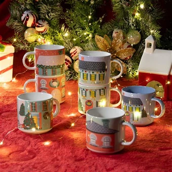 Рождественская кружка со снежным шаром|12 унций, ручная работа-, иллюстрированный фарфор